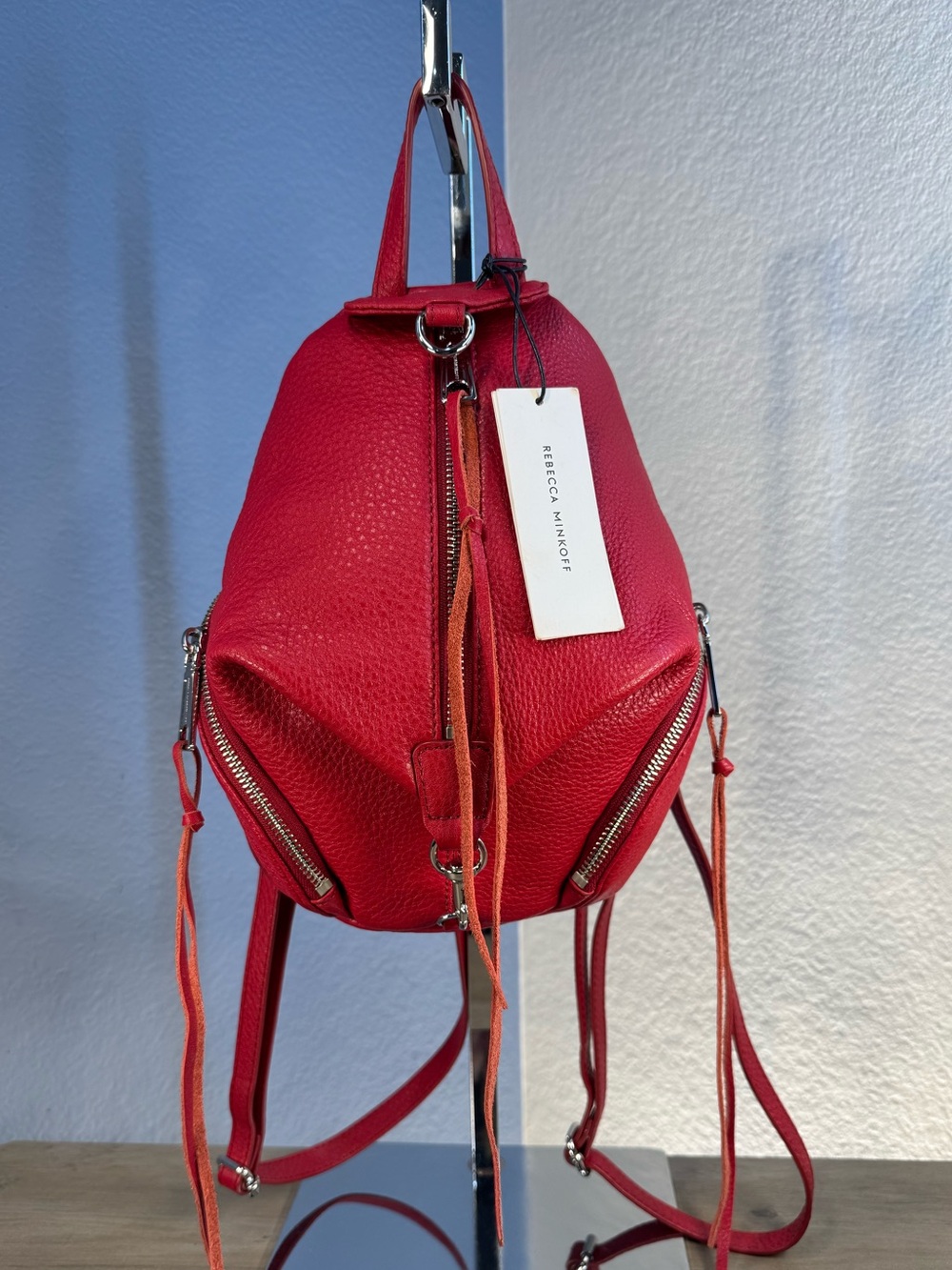 Rebecca Minkoff Mini Julian Convertible Leather Backpack NWT Paprika Red - Picture 5 of 15